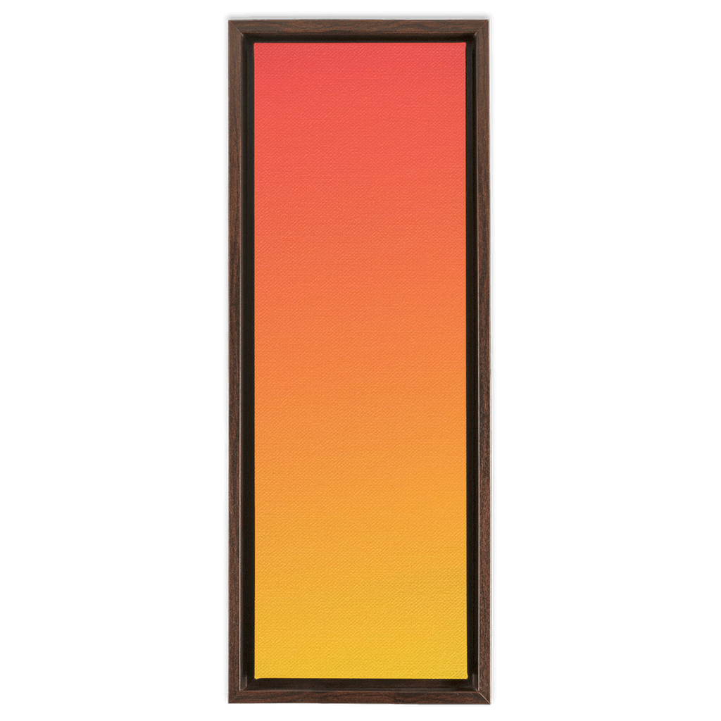 A wooden frame with a red and yellow gradient