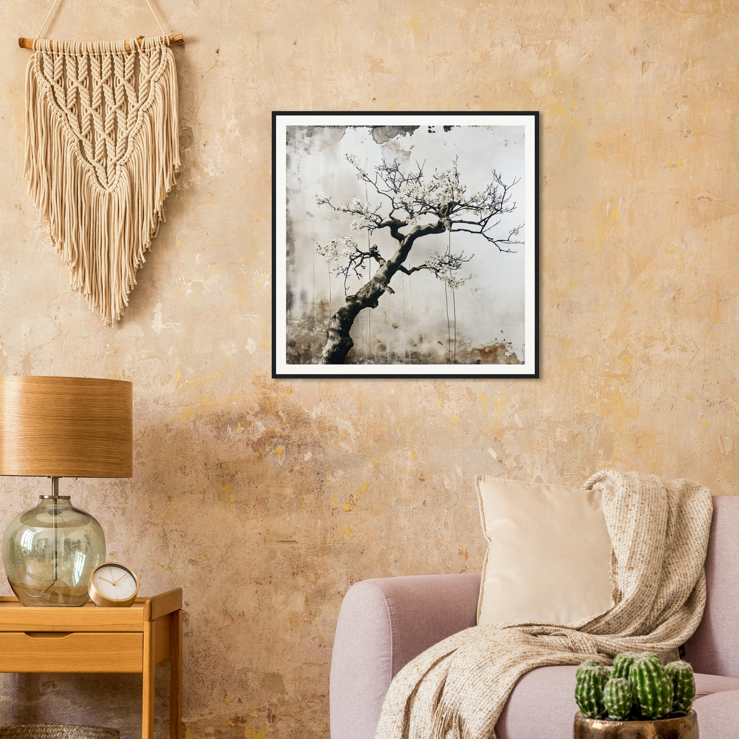 Black and white bare tree branch art for Blossom Yin Reverie special edition wall art