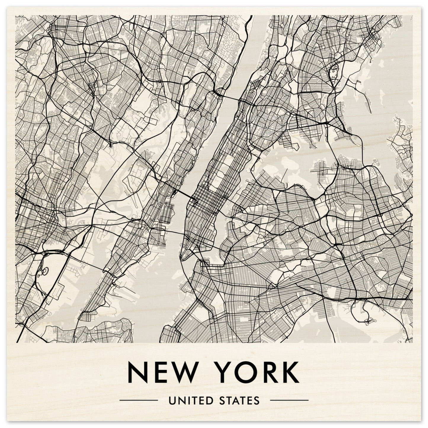 Map of New York City showing its intricate street network and boroughs.